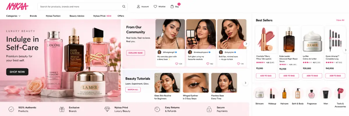 Nykaa beauty and lifestyle ecommerce platform with premium shopping experience