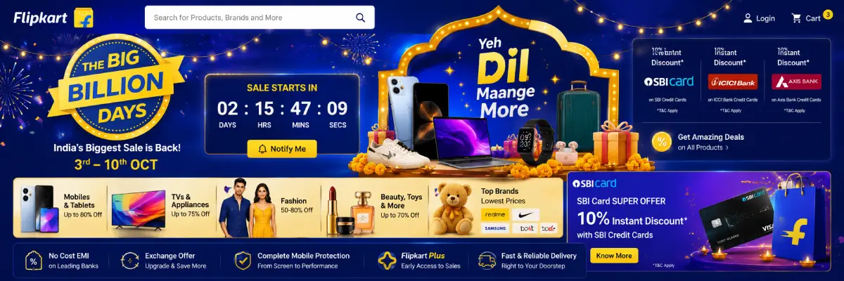 Flipkart Big Billion Days ecommerce sale event and online shopping platform in India