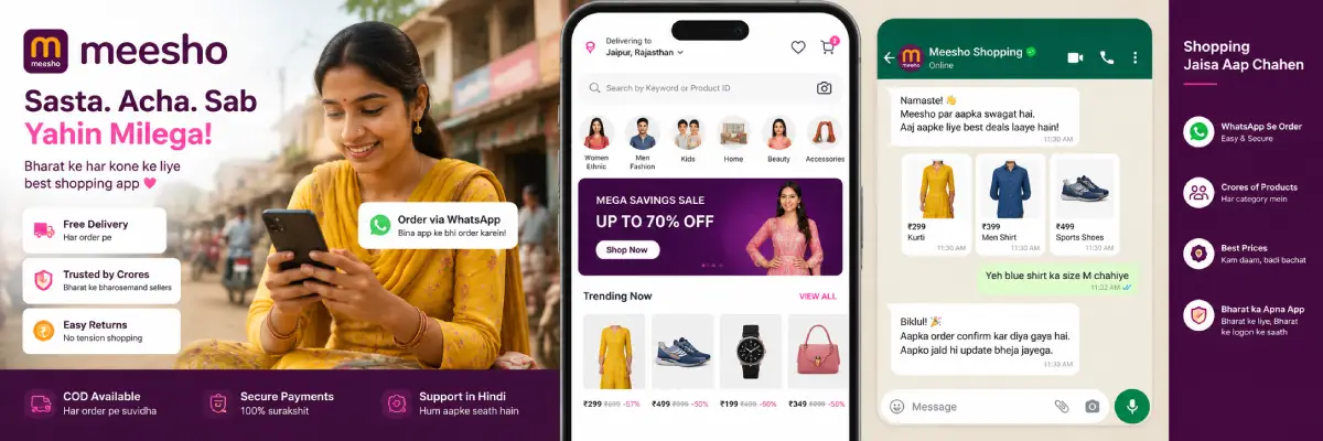 Meesho social commerce mobile shopping platform for Tier 2 and Tier 3 India